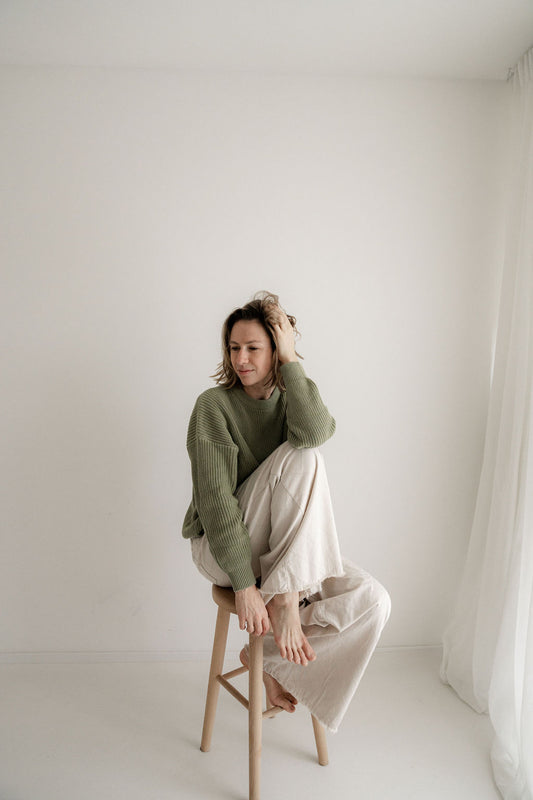 Heavy Chunky Knit Pulli MUM Sage - salbeigrün